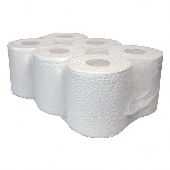Torkrolls midi cleaning rolls, white 2 layers, packed per 6 pieces.