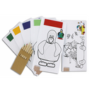 Bestekpochettes pinguin blauw, geel, groen rood met kleurpotlood. 100 st. - Lanza Tafelaankleding