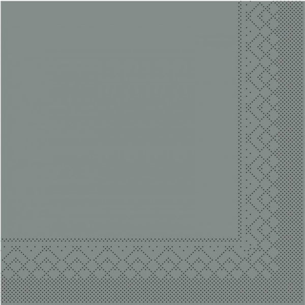 Tissue Servetten, Uni kleur grey, 25x25 cm 1/4 vouws, doos a 1.000 Stuks - Lanza Tafelaankleding